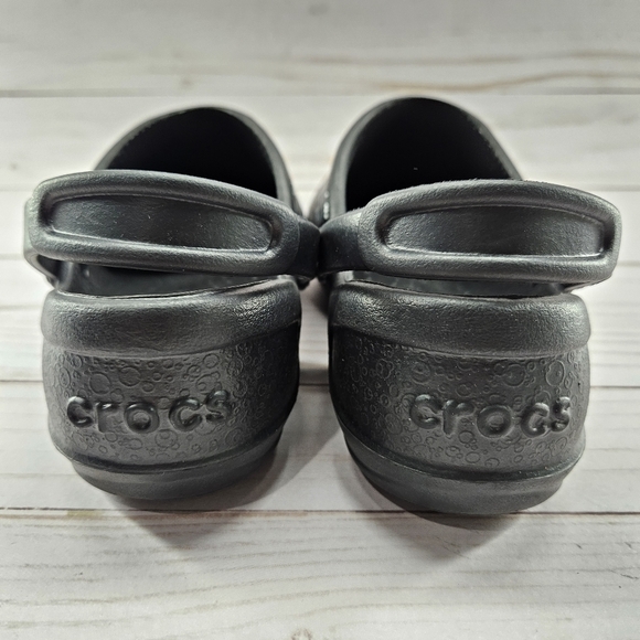 Crocs Mercy Slip Resistant‎ Work Clogs Womens Size 5 Black Silver Floral 10876 - Picture 7 of 12